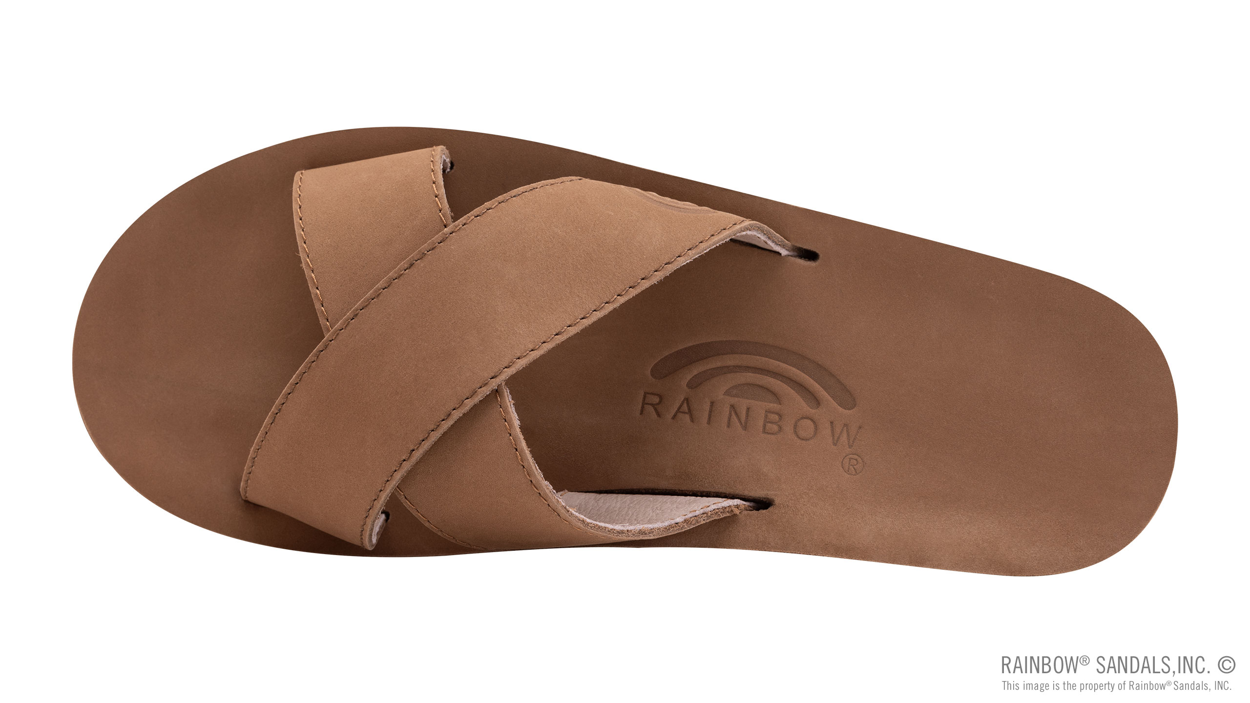 Premier Leather Top Sole Single Layer Arch Cross Strap Flat Stitch Slide - Image 3