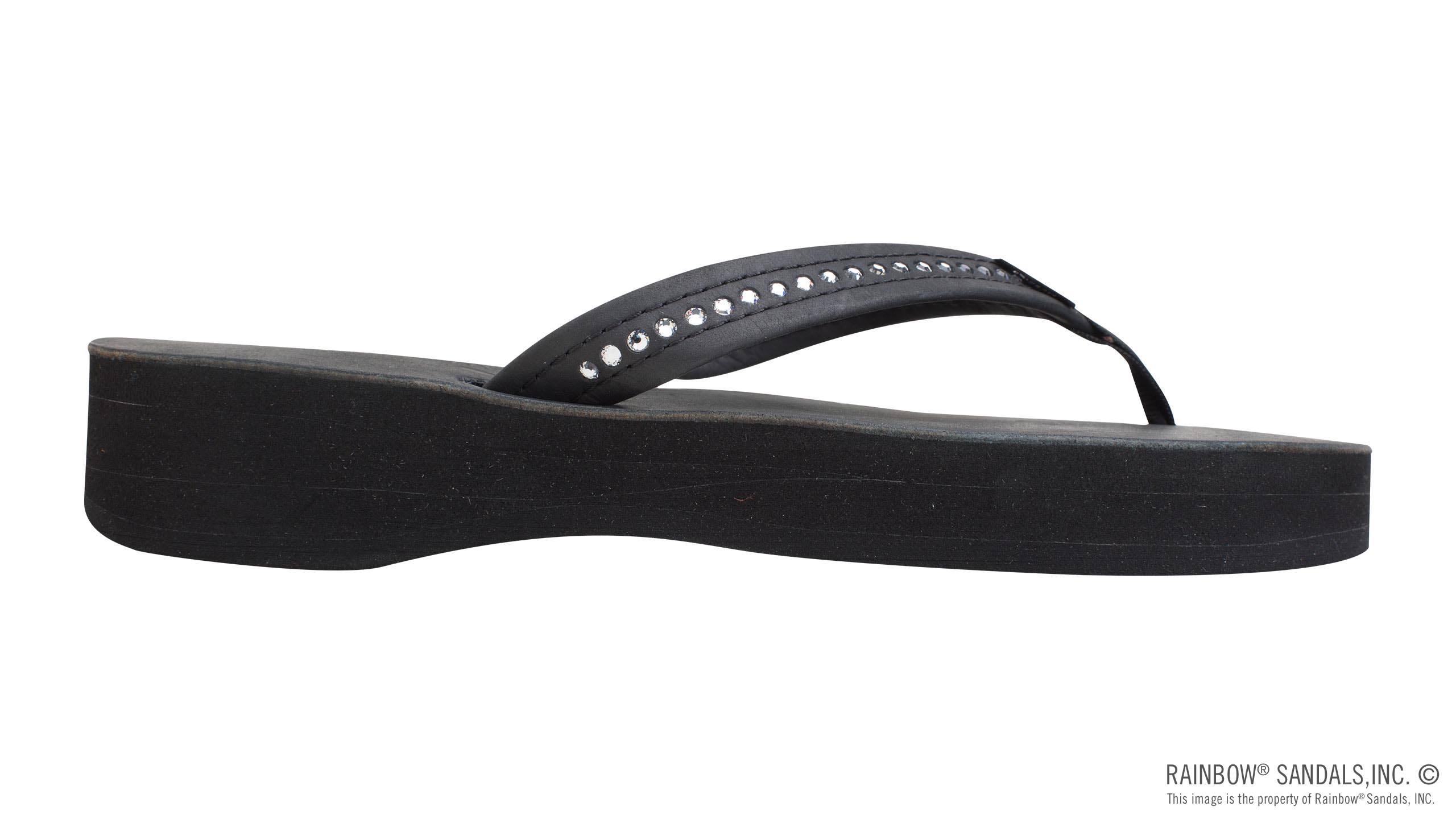 Four Layer Leather Wedge - 3/4" Strap with Crystals - Image 4