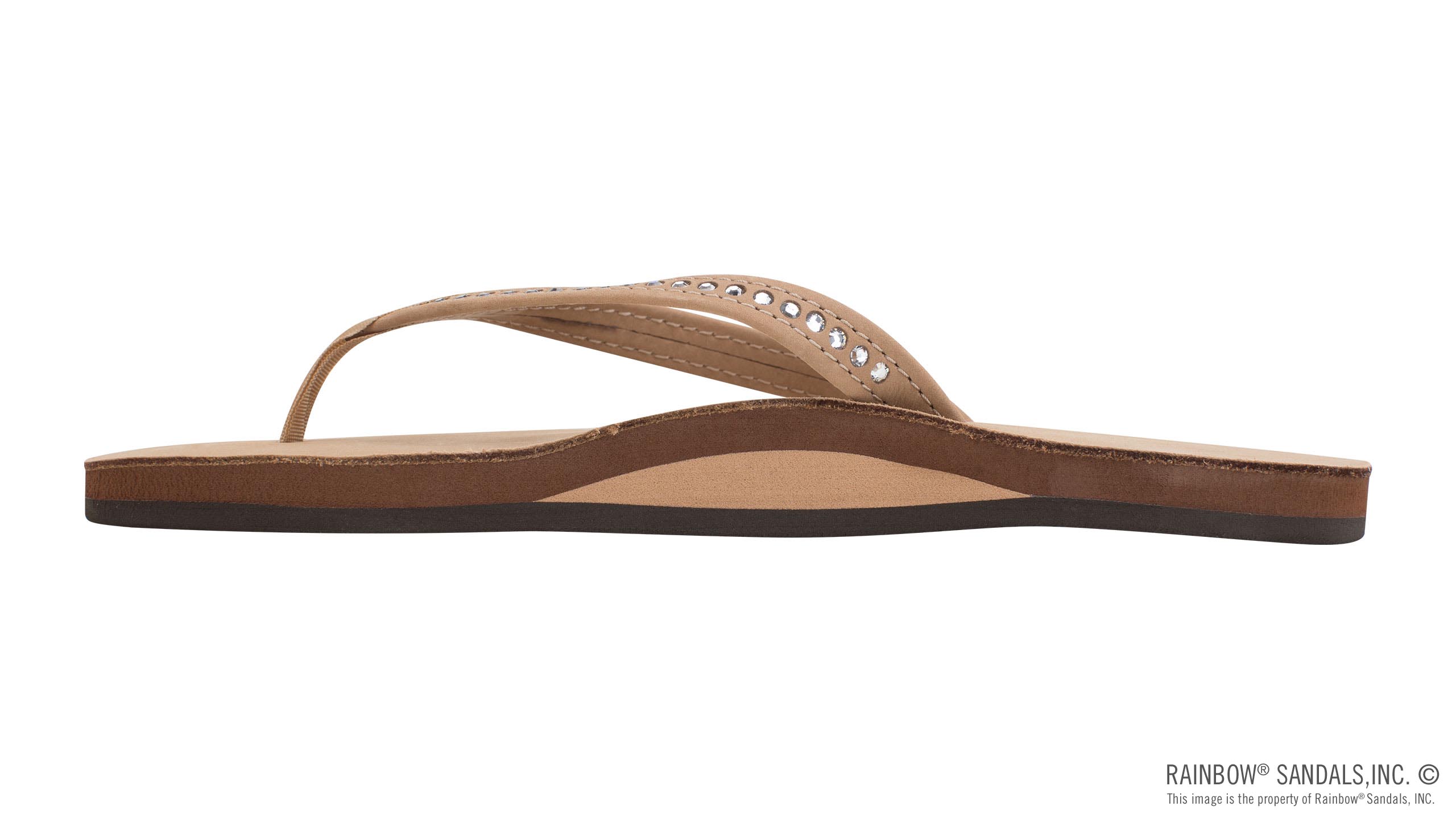 Crystal Collection - Single Layer Arch Support Leather 1/2" Narrow Strap with Crystals - Image 2