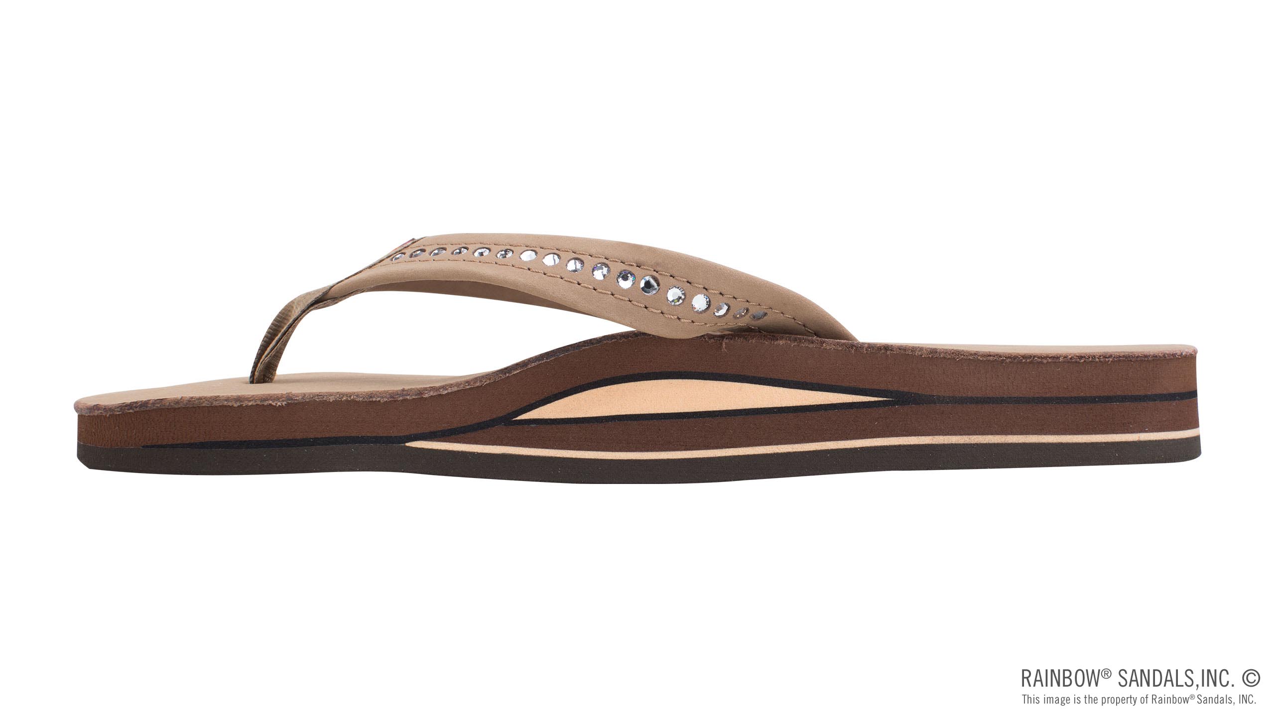 Crystal Collection - Double Layer Arch Support Leather 3/4" Medium Strap w/ Crystals - Image 2