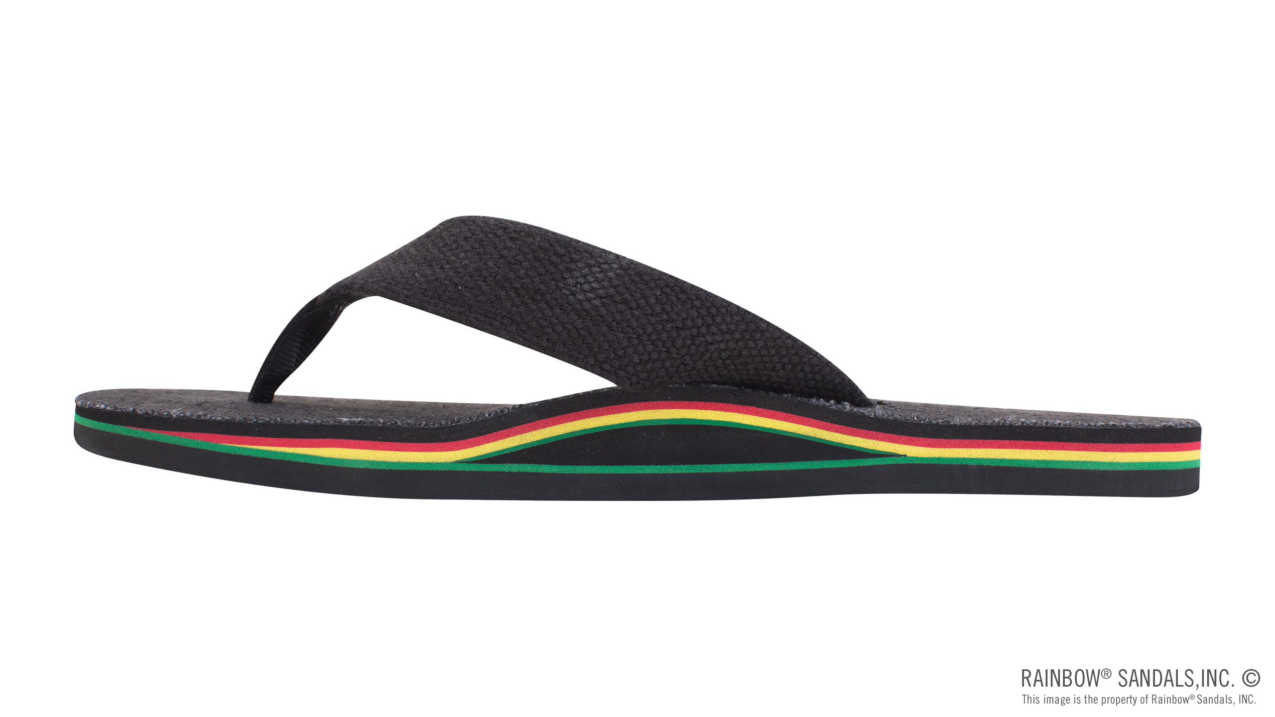 The Rastafarian - Single Layer Black Hemp with Rasta Mid Sole and 1" Strap - Image 2