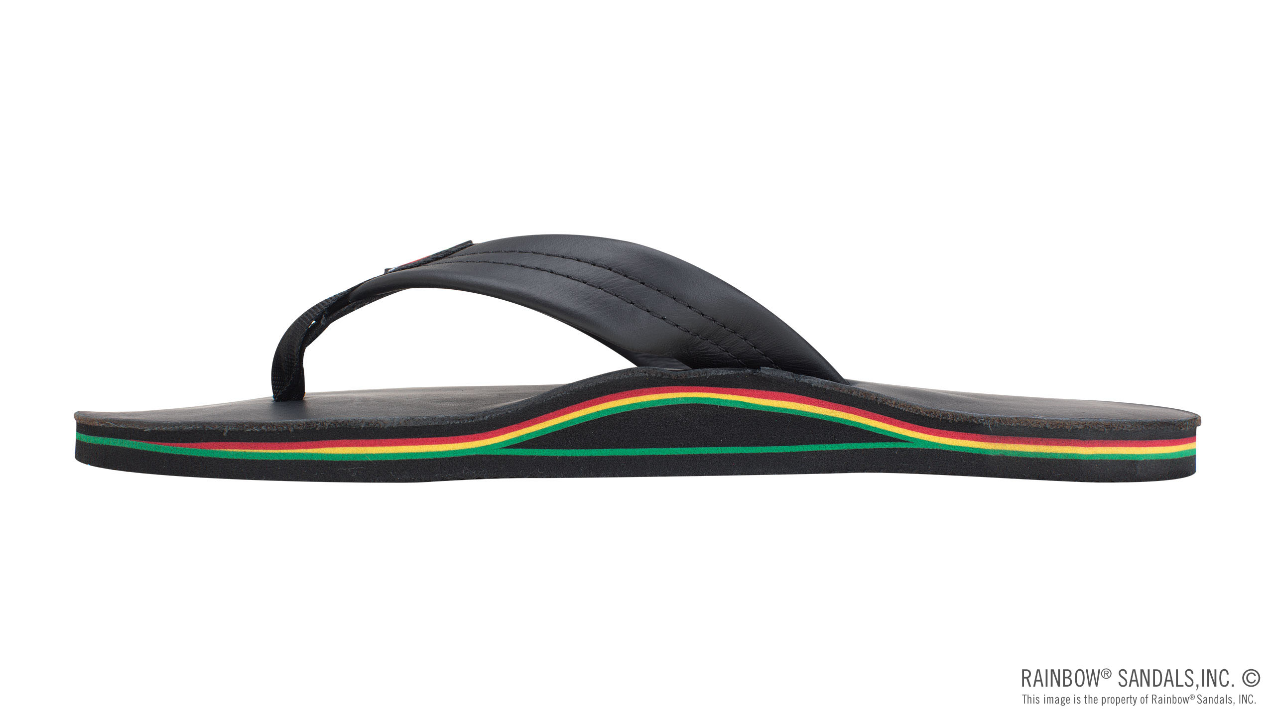 The Rastafarian - Single Layer Classic Black Leather with Rasta Mid Sole - Image 2
