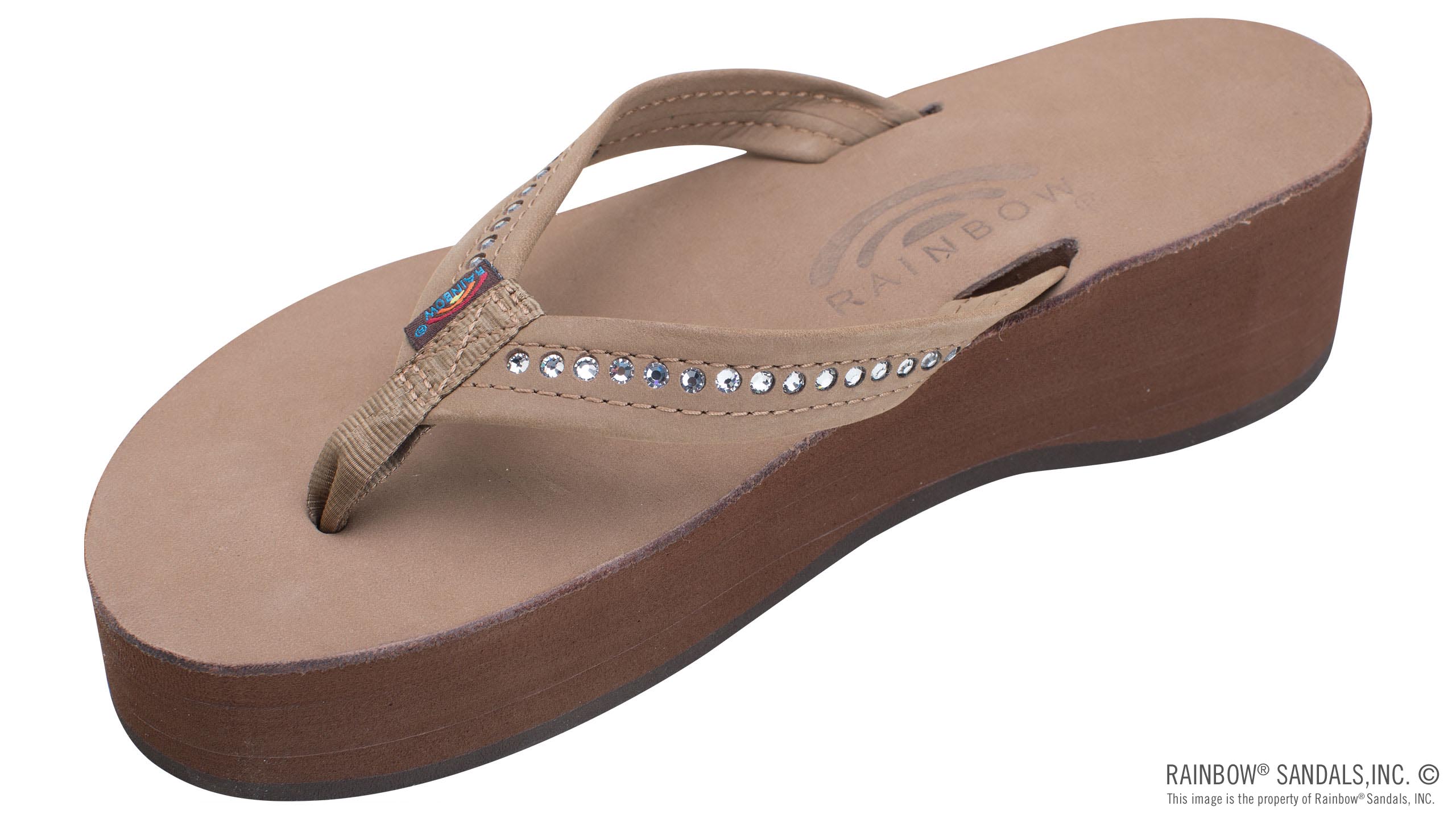 Six Layer Leather Wedge - 3/4" Strap with Crystals